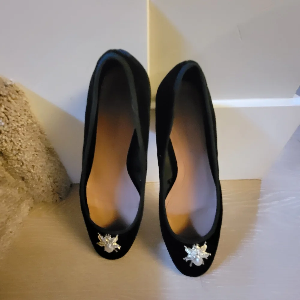 Zara Black Embellished Ballet Flats